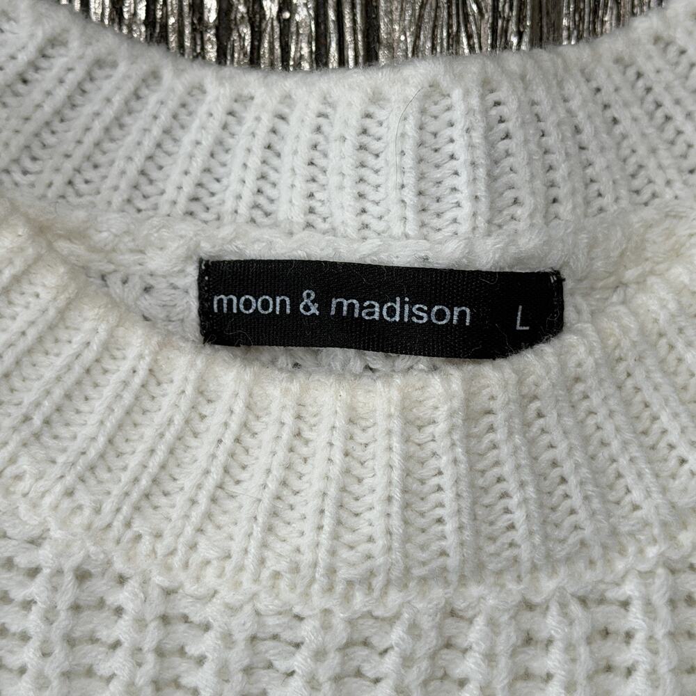 Moon & Madison Ivory Gray Cropped Oversized Sweater Size Large - Picture 4 of 5